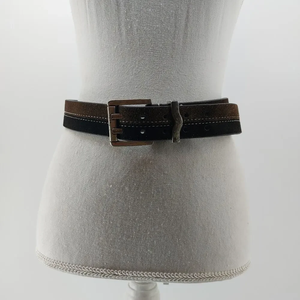 Arizona Jean Womens Belt Medium Two Tone Brown Black Suede Y2K